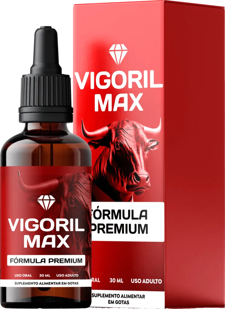 Frasco de Vigoril Max, suplemento estimulante sexual masculino com ingredientes naturais para melhorar desempenho e energia